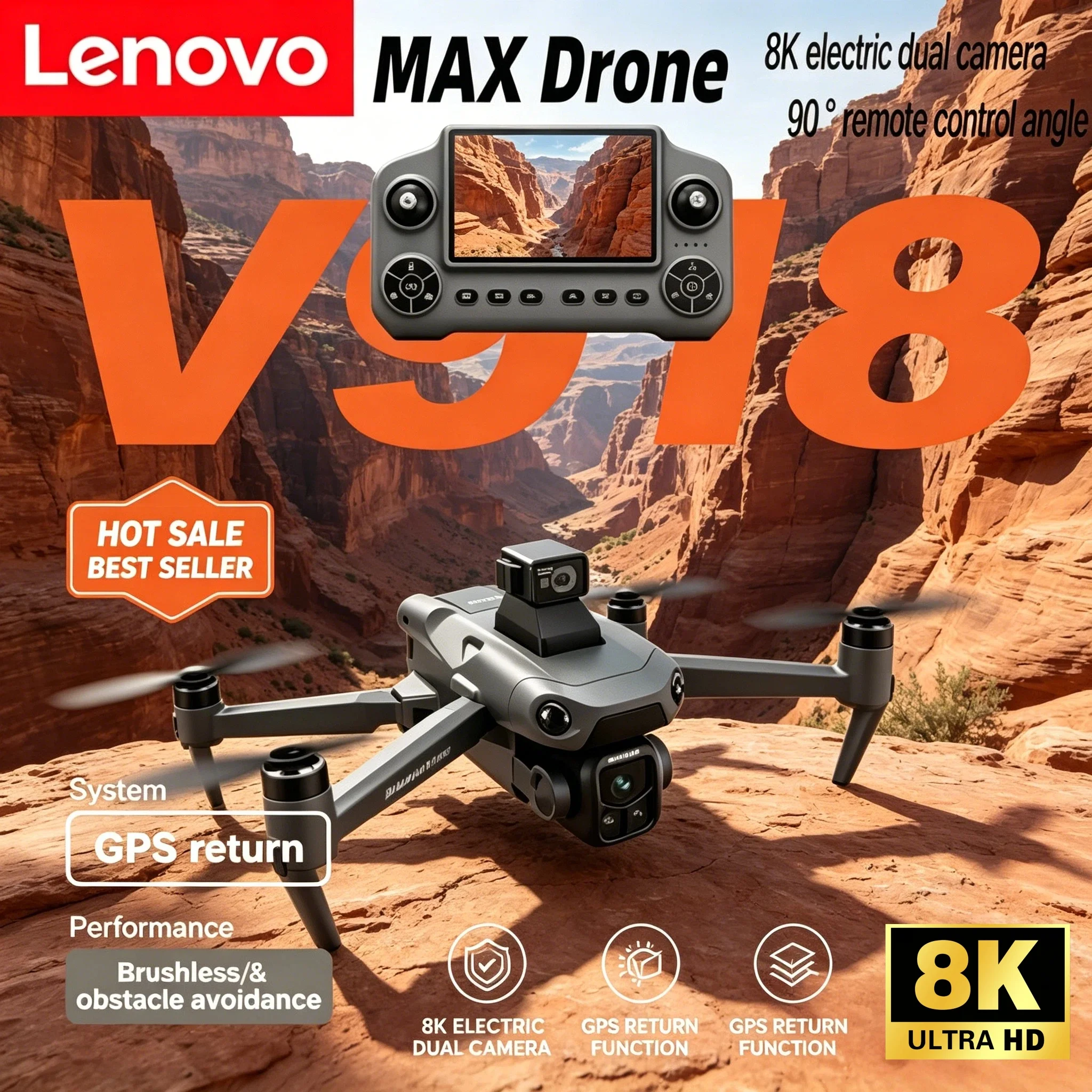 V918 Max RC 드론 LCD 화면 8K GPS 카메라 전문가용 3000M FPV 레이저 장애물 회피 원격 제어 쿼드콥터 선물