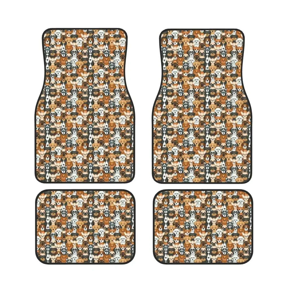 

Dog Seamless Cute Cartoon Style Car Waterproof and Anti slip Foot Mats4 PCS Set Universal Car Floor Decoration Accessories