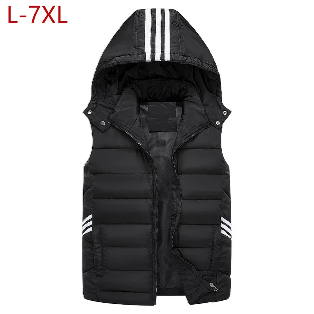 Men Winter Plus Large Size 7xl Vest Hat Detachable Waistcoat Warm Thicken Sleeveless Jackets Unloading Parka Coat for Men Unisex