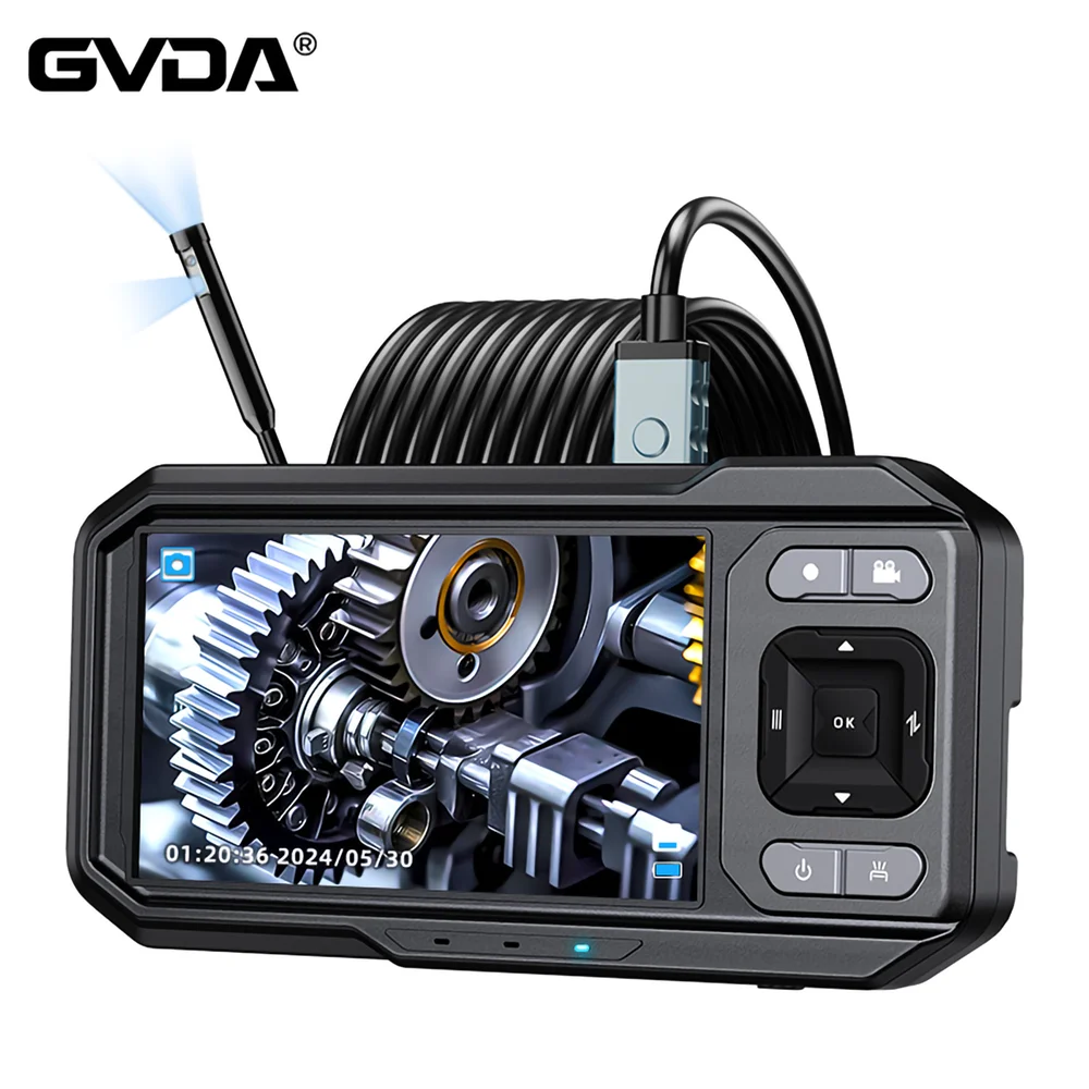 Kamera Inspeksi Pipa Layar IPS 1080P 4.5 Inci Endoskopi Otomotif Industri untuk Perbaikan Mobil Borescope Saluran Pembuangan IP67 Tahan Air