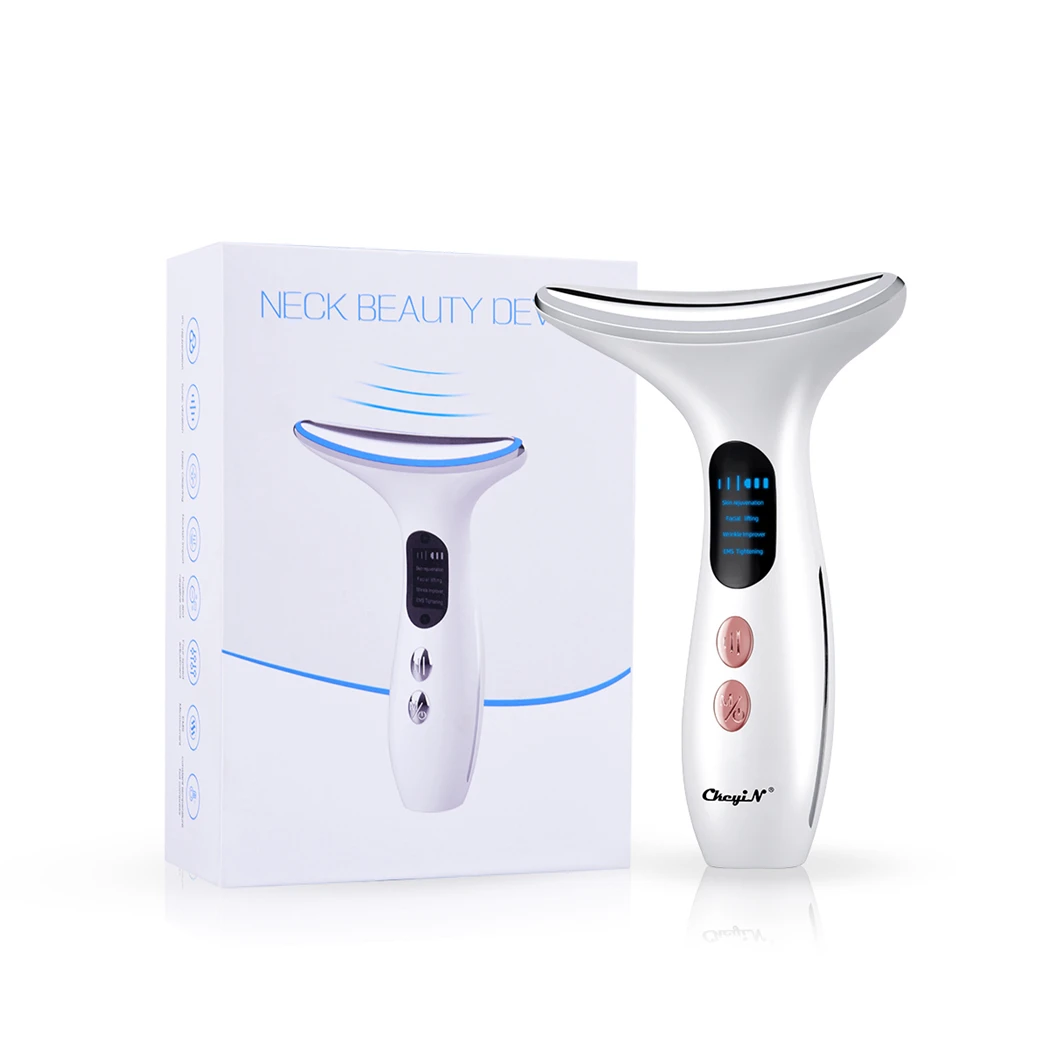CkeyiN Neck Face Beauty Device LED Photon Skin Care Machine Face Lifting rassodante collo rughe rimozione sbiancante massaggiatore viso