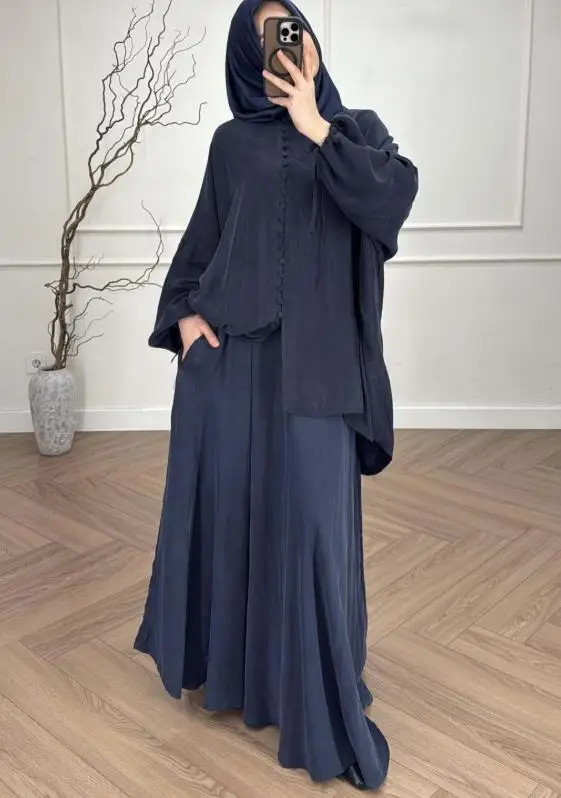 

Women's 2026 Spring/summer New Loose and Fashionable Bat Long Sleeved Shirt Elegant Half Skirt Long Skirt Two-Piece Set