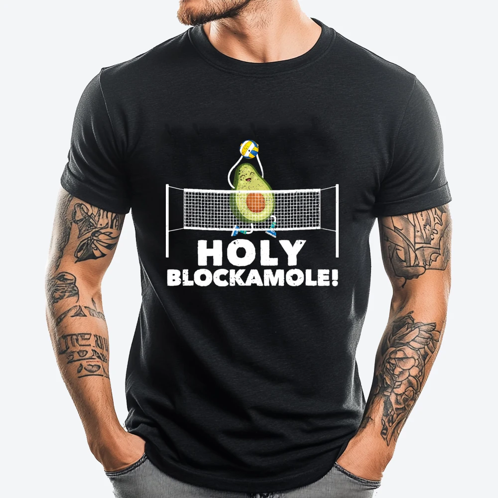 Holy Blockamole Volleyball Funny Sports Player Blocker Brand Clothing Women Tee Shirt Men