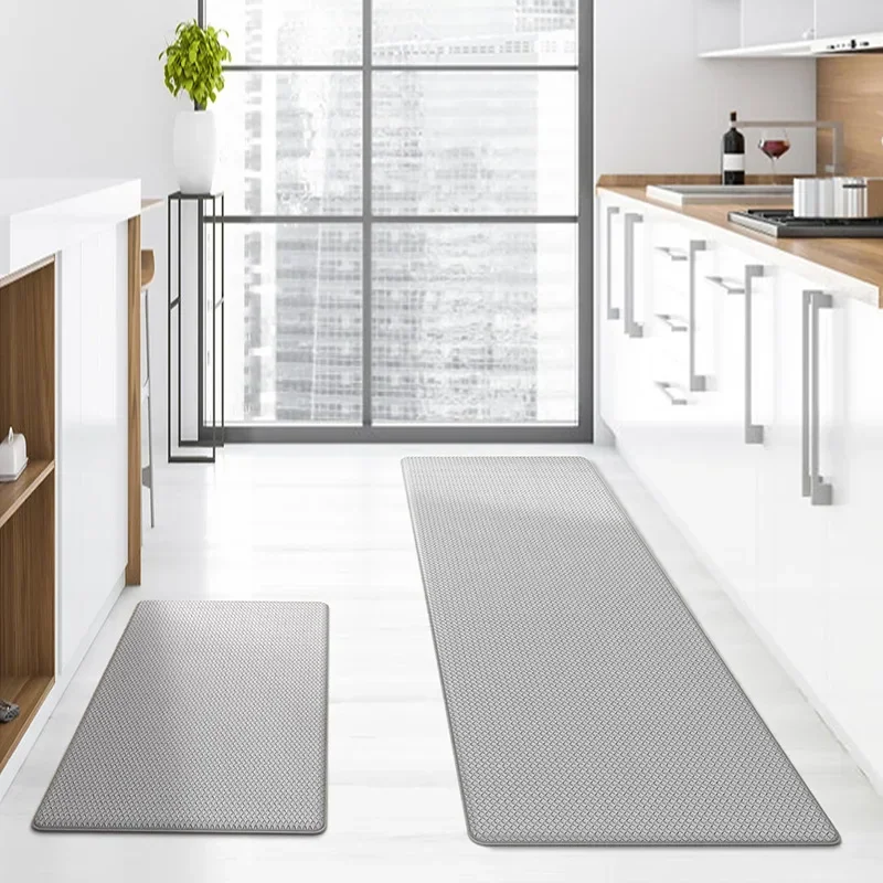 

Kitchen Floor Mat Long PU Leather Simple Solid Color Household Easy To Take Care Of Waterproof Non-slip Mat Anti-oil