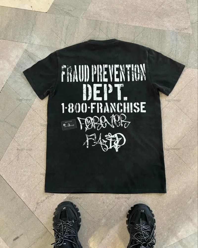 Hip-hop Street Trend Brand Clothing American Retro Punk Gothic Letter Print Top Men Harajuku Fashion Casual Oversized T-shirt image 6