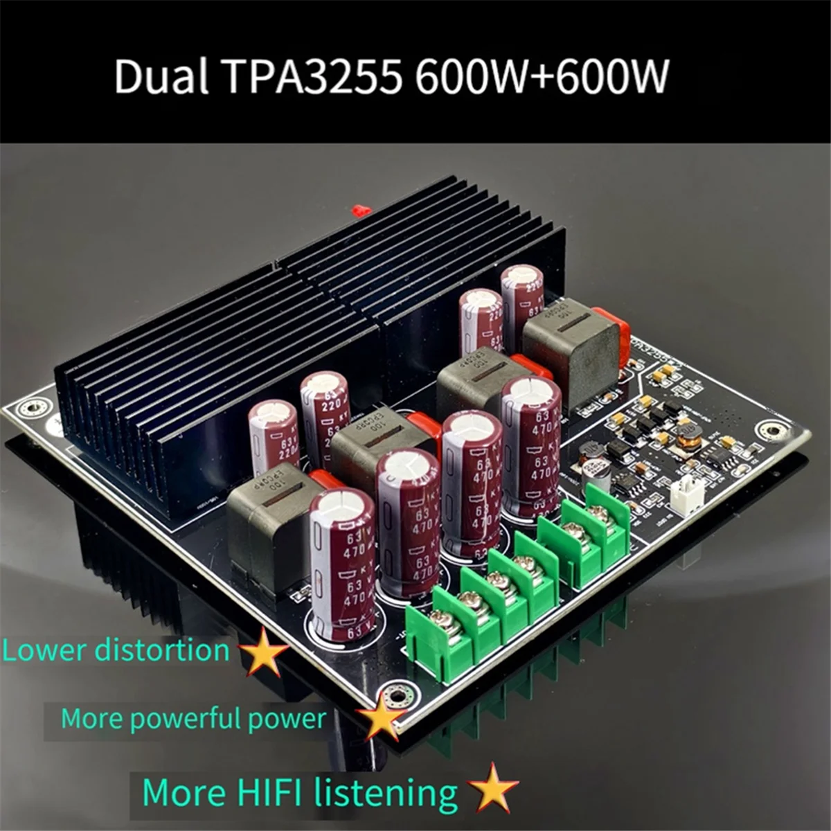 1200W Dual TPA3255 Bluetooth Power Amplifier Board 600W+600W 2.0 Hifi Stereo Home Music Class D Amplifier TL072 Op Amp