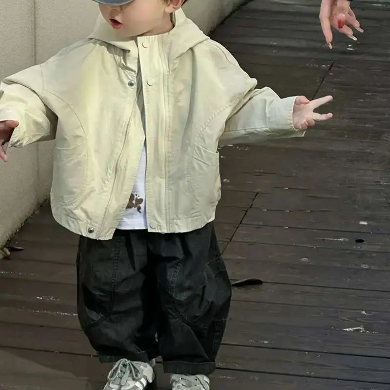

Baby Boys' Jacket Spring and Autumn New Style Hooded Western Style Children's Casual Coat Trendy