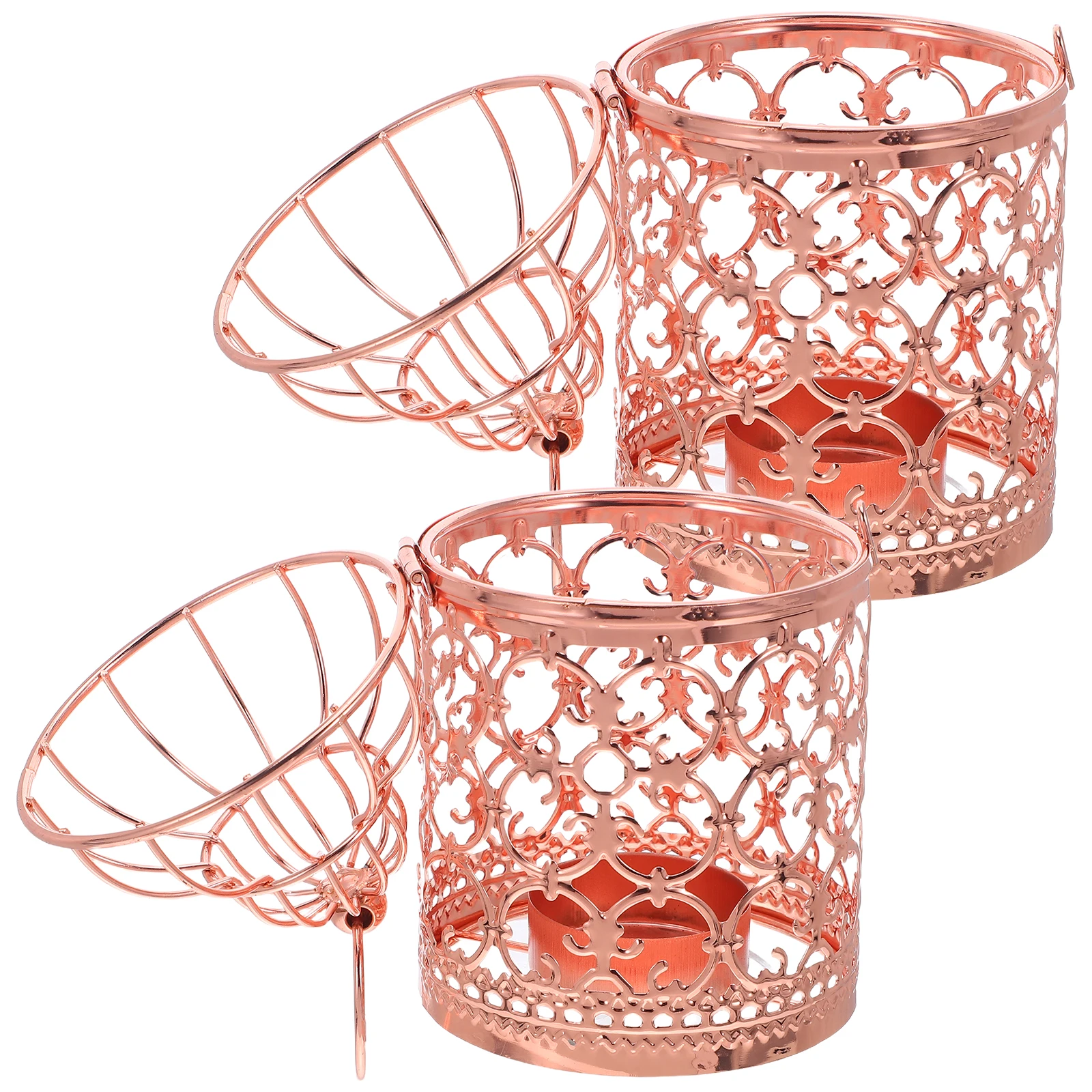 

2Pcs Hanging Birdcage Holder Vintage Metal Tealight Lantern Wedding Table Centerpieces Decorative Home Decor