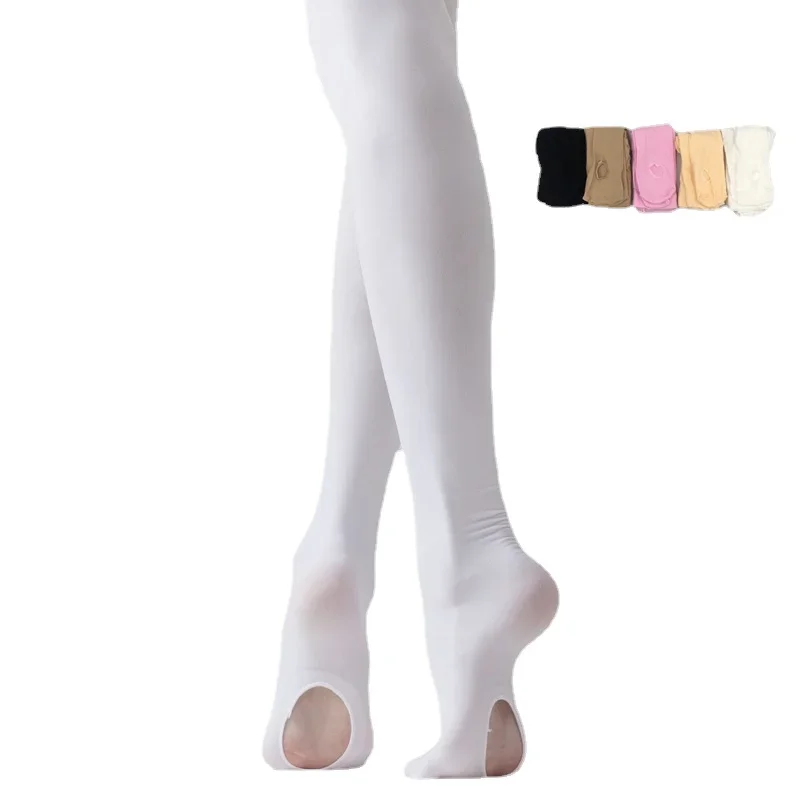 Professional Kids Children Girls Adult Ballet Tights White Ballet Dance Leggings Pantyhose with Hole Nude Black Stocking