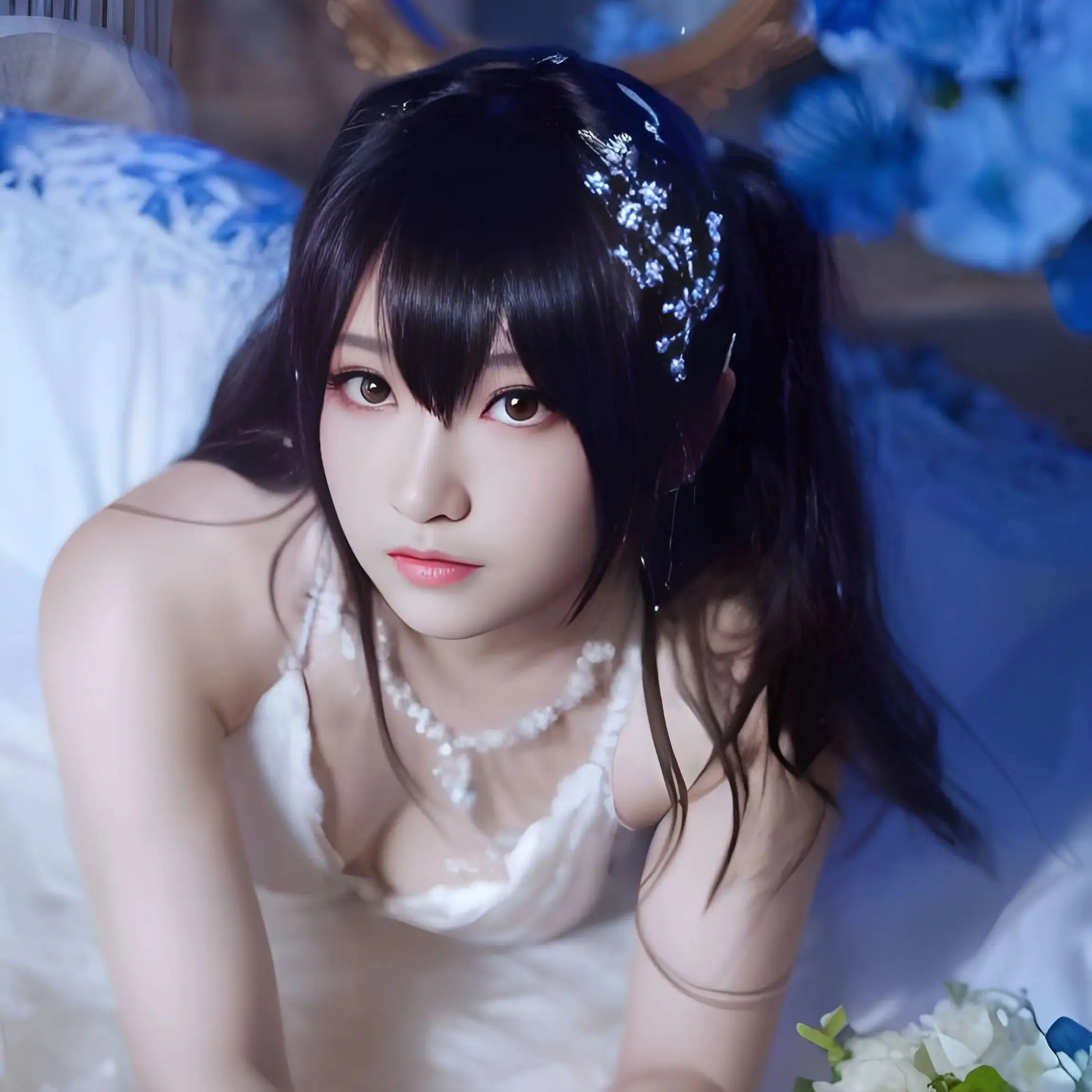 Game Azur Lane Taihou Cosplay Wig Black Long Hair Game Anime Cosplay Wig Party Halloween Wig