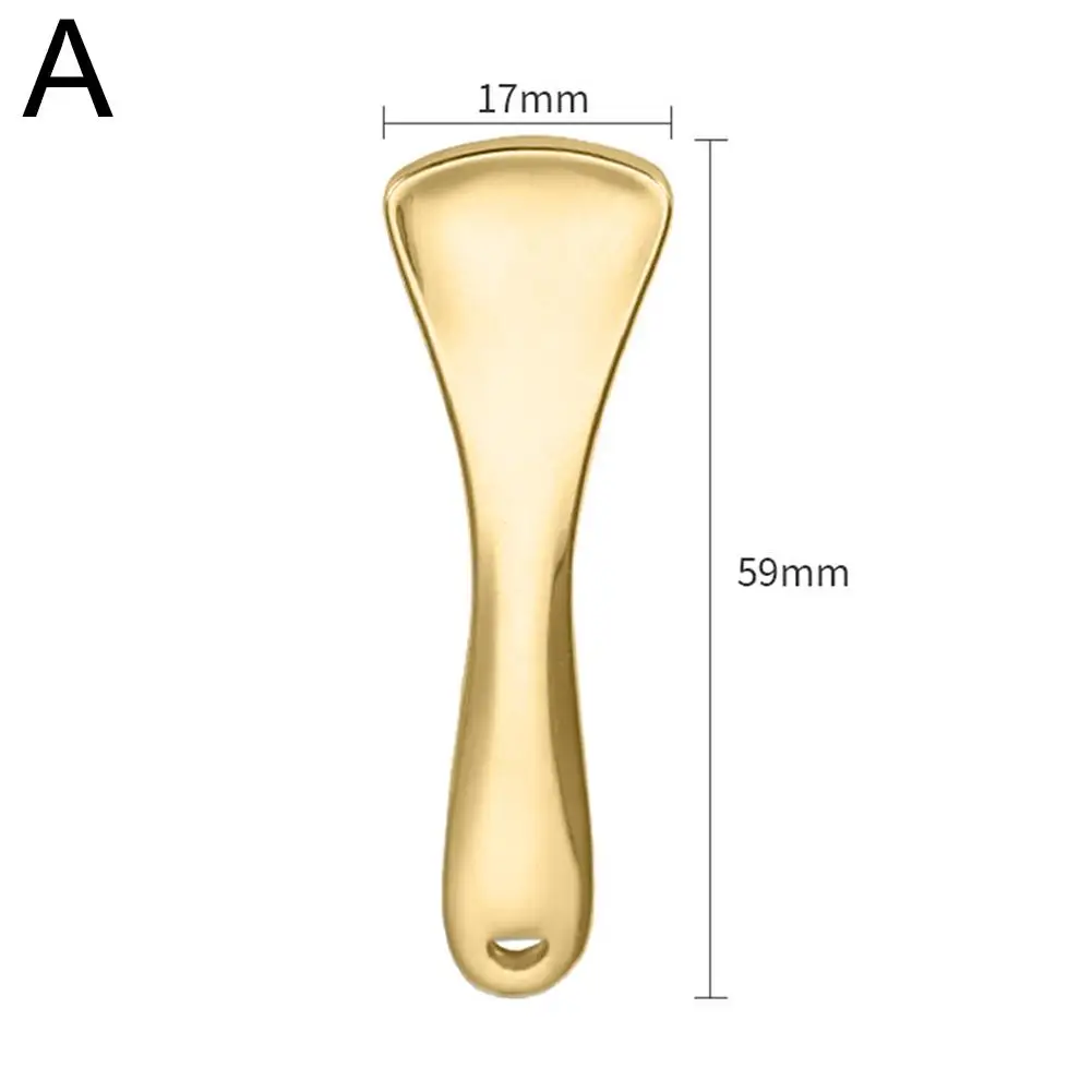 Mini espátula cosmética de Metal y Zinc, palillo curvo, crema de maquillaje, herramientas plateadas para el cuerpo, cuchara para ojos y cara, máscara dorada Cre I4Y4, 1 Uds.