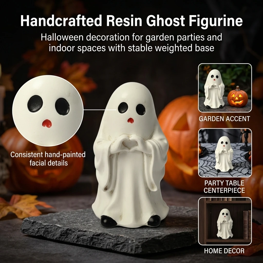 2026 Halloween Decor Ornament Creative Middle Finger Ghost Resin Sculpture Desk Dining Table Cabinet Fireplace Decor Accessory view 3