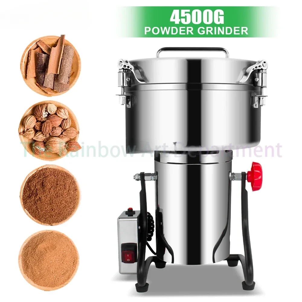 4500G Grinder High Speed Spice Grinder Grain Crusher Large Commercial High Capacity Stainless Steel Coffee Grinder Machine