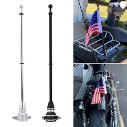 Motorcycle Rear Side Mount Flag Pole Shelf with Base Adjustable For Harley Sportster XL883 Touring Road King Glide Universal