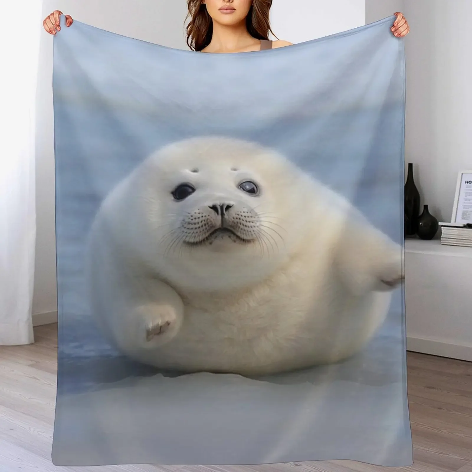 

Chonky Seal Pup - Hug! Throw Blanket Soft Bedroom Blanket for Night Sleeping