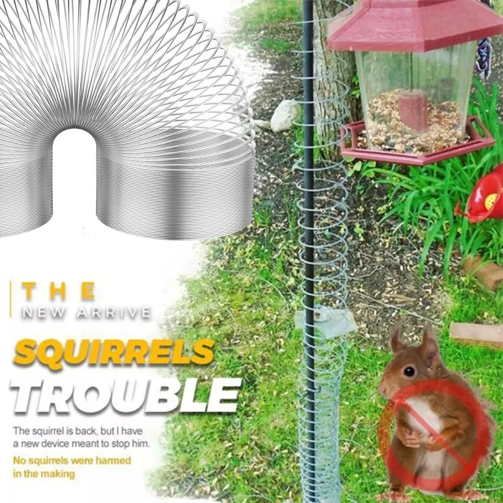 Silver Squirrel-Proof Spring Device Squirrel Baffle Metal Anti-Squirrel Spring Device Easy To Install Raccoon Proof