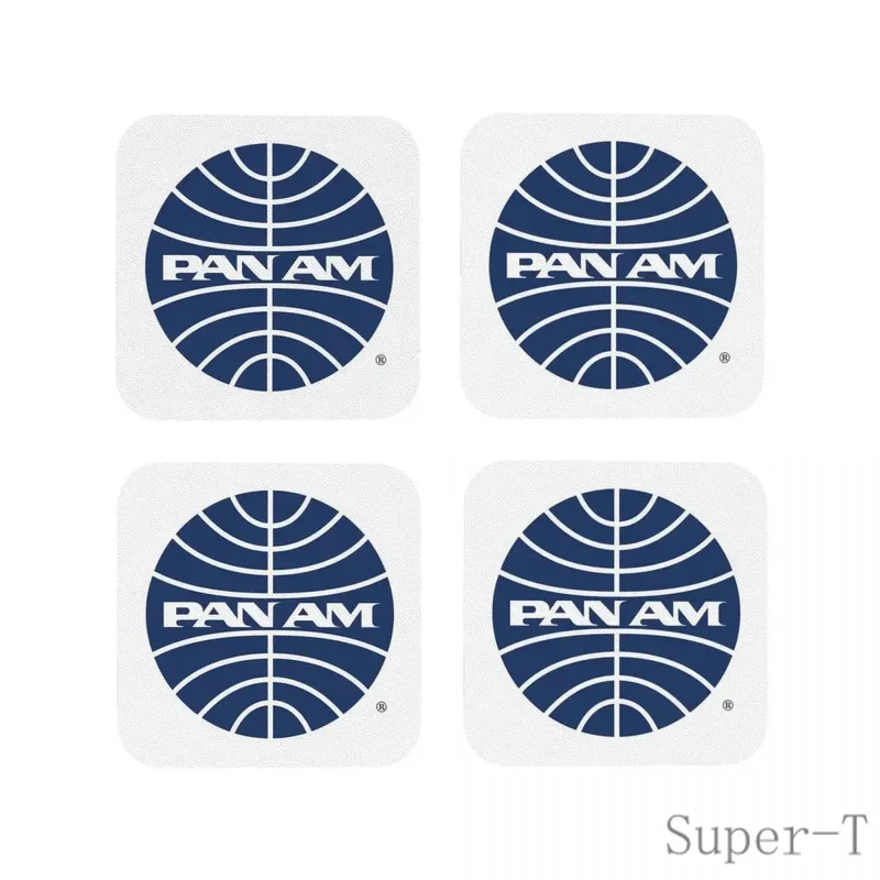 Pan Am Mid 1950s Globe Inverted Coasters Coffee Mats Leather Placemats Mug Tableware Decoration Pads for Home Kitchen Dining Bar