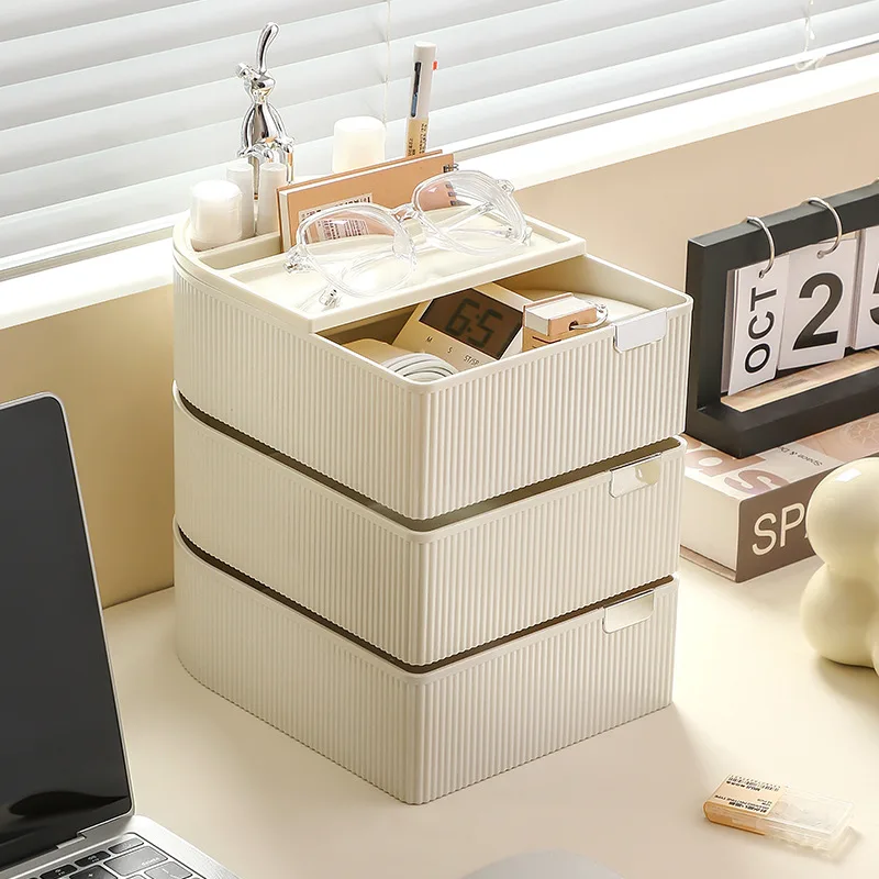 Simple Style Table Rotating Storage Box Dressing Table Cosmetic Storage Box Multi-Layer Office Stationery Storage Rack