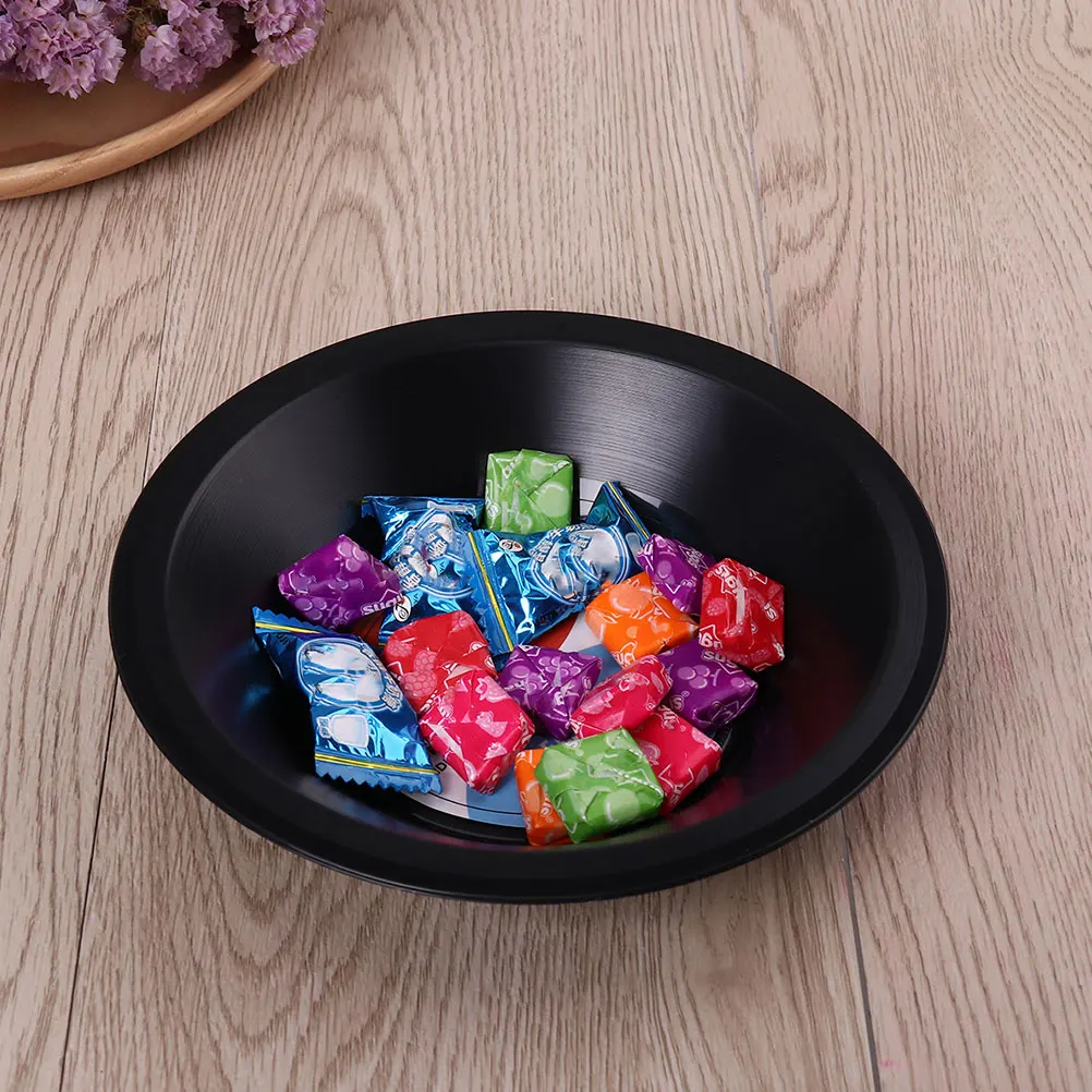

2 Pcs Vinyl Record Storage Bowl Cupcake Stand Decorative Dessert Bowls Fruit Dish Candy Tray Black Organizer Server Travel