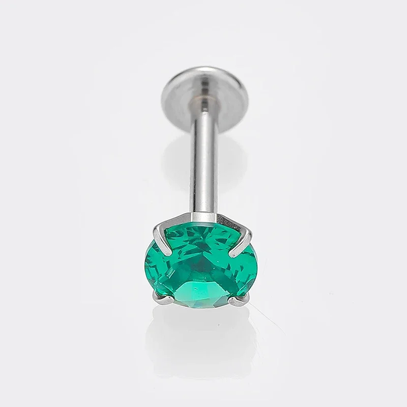 1PC Classic 16G Surgical Steel Green Zircon Lip Labret Piercing Helix Cartilage Earring Lip Stud Ring Piercing Jewelry