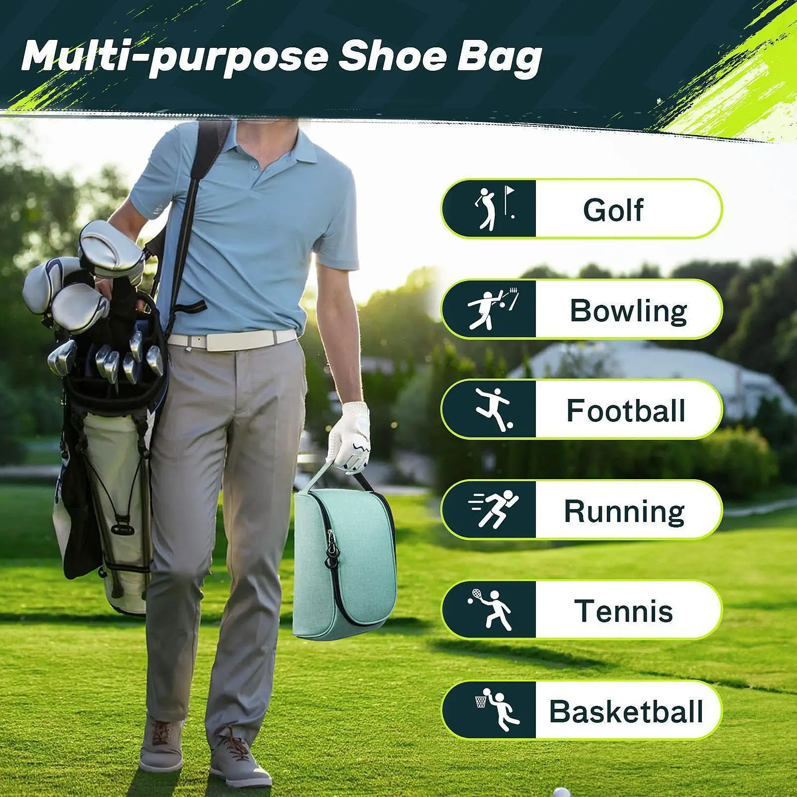 

Сумка для обуви для гольфа, вентилируемая, портативная, для хранения обуви, органайзер для занятий спортом на открытом воздухе, для езды на велосипеде, пеших прогулок, занятий в тренажерном зале