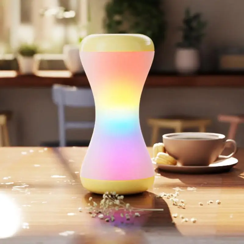 Touch Bedside Lamp 360 Rotating LED Full-Color RGB Light Bedside Lamp Hourglass Shape Cordless Touch Lamp For Bedroom Nightstand