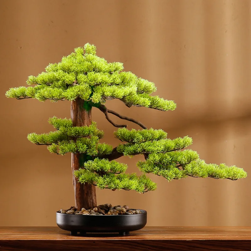 

Type welcome pine bonsai ornament, living room porch cabinet, hotel decoration simulation, green plants, fake trees, potted plan