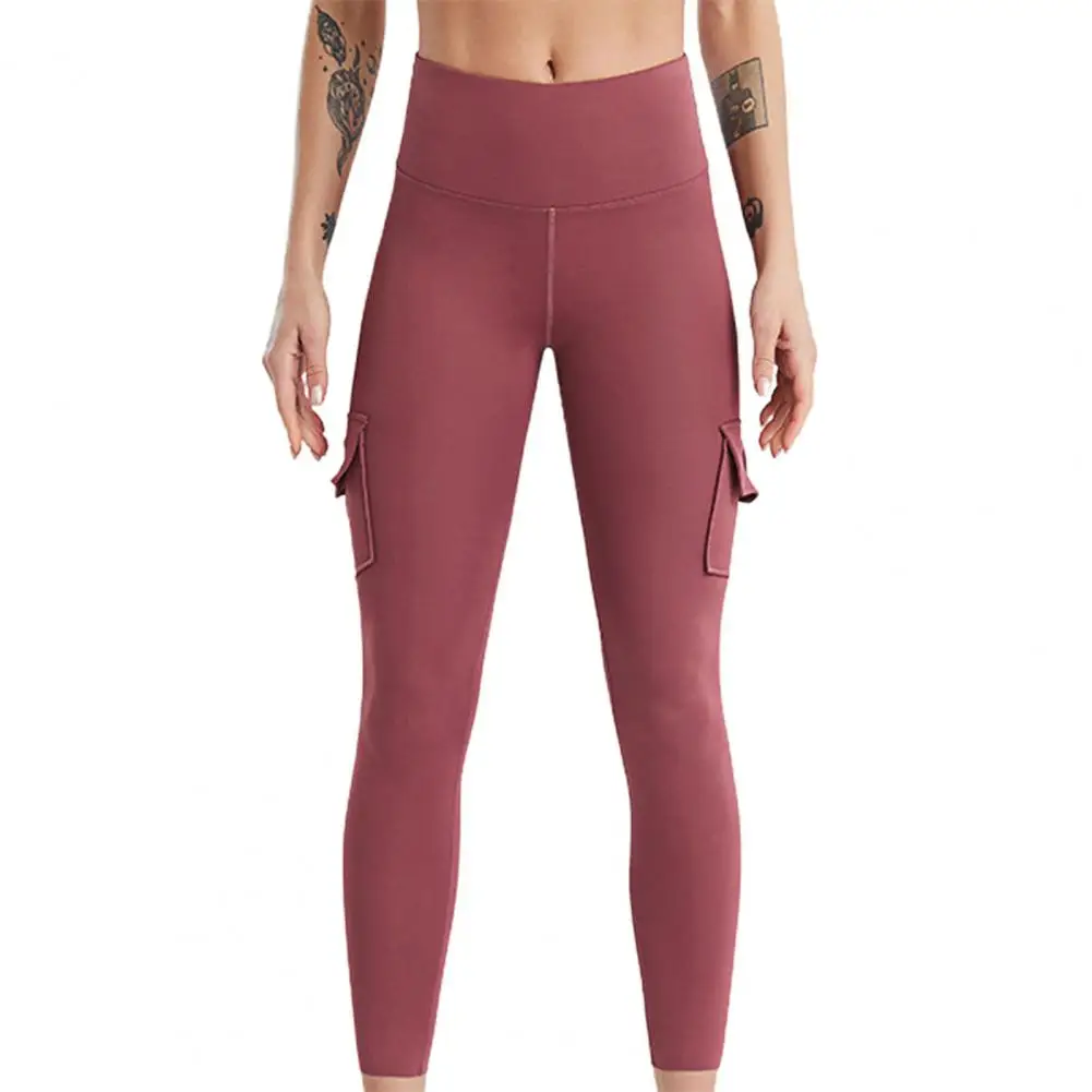 Leggings de ginástica de cintura alta feminina, calças fitness, design de bolso, leggings esportivas, elásticas, finas, ativas, moda, 2022