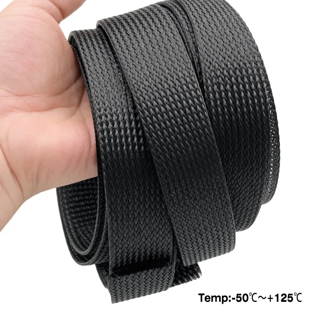 PET Expandable Braided Mesh Sleeve Black Flexible Wire Mesh Sleeve TV Audio Pc Cable Protection Against Pet Chewing ID 2-100mm