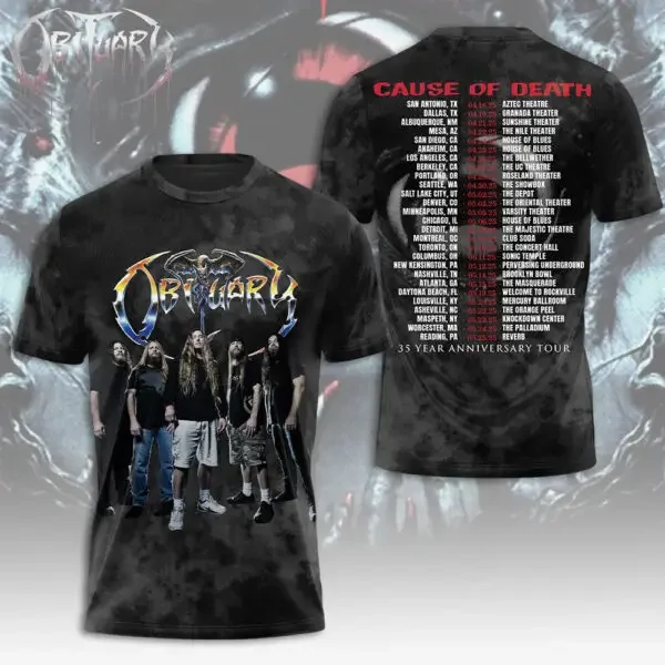 Classic Rock Obituary Album 3D Print T-shirt Summer Hip Hop Trend Short Sleeve Tee Y2k Top
