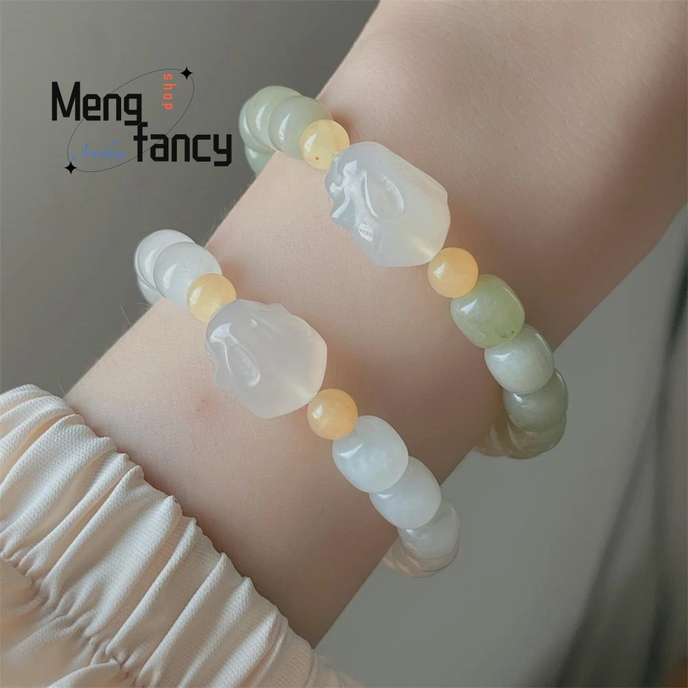 Natural New Female Simple Gentle Tianshan Cui Chalcedony Bracelet String National Style Exquisite Popular Fashion Luxury Jewelry