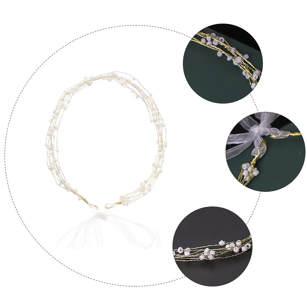 

Pearl Headband Hair Accessories Wedding Bridal Gauze Headdress Bride Tiaras Bridesmaid Lightweight Elegant Party Photography