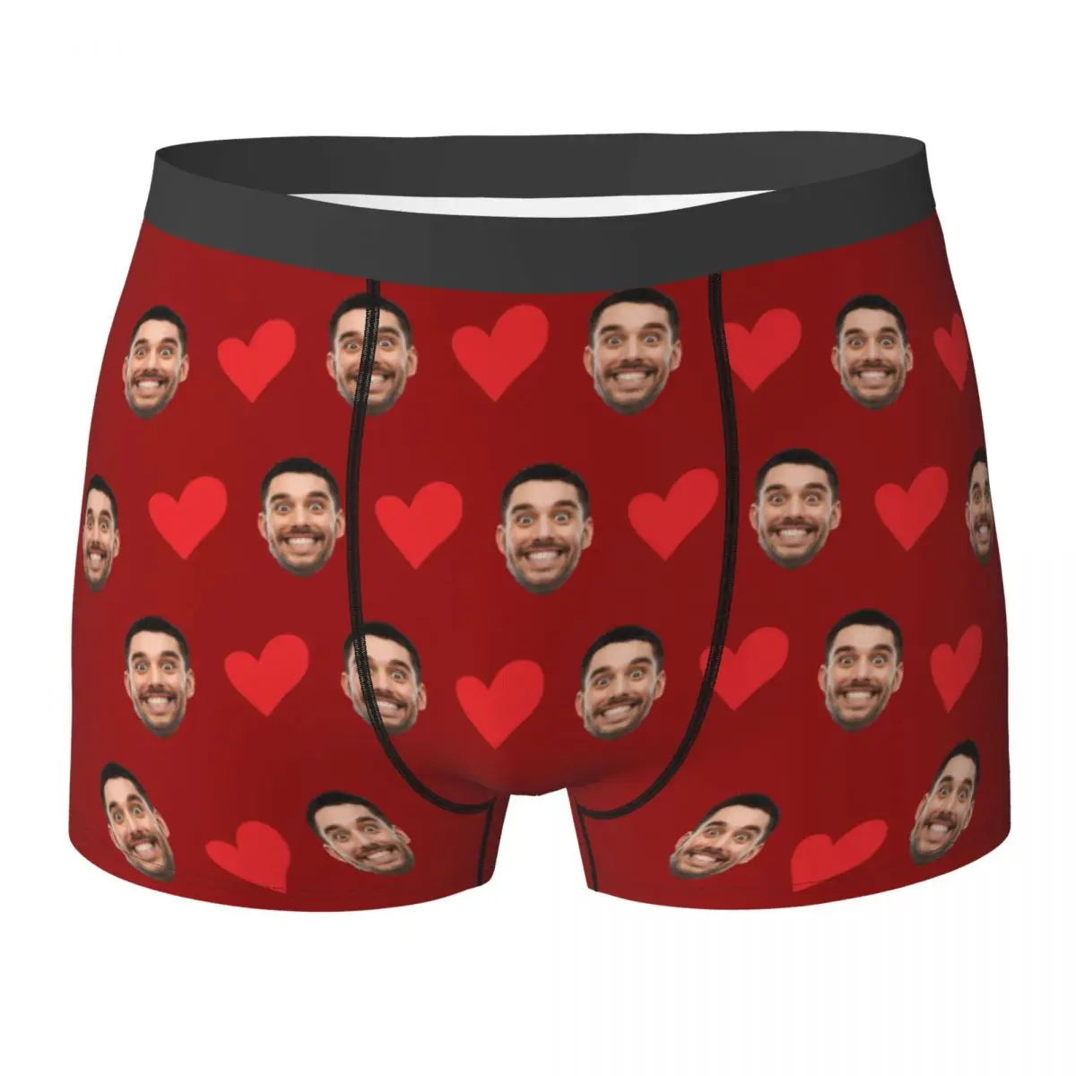 Ropa interior con foto de cara personalizada, calzoncillos bóxer de corazón personalizados, regalo para marido, regalo de aniversario para papá