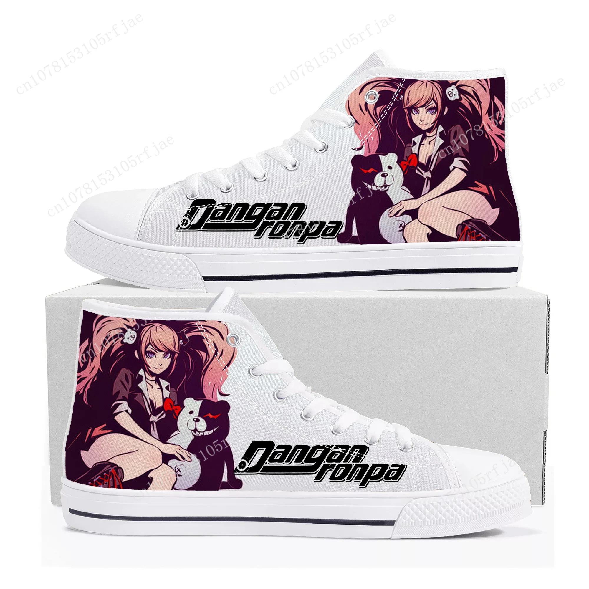 Cartoon Game Danganronpa Junko Enoshima High Top Sneakers Mens Womens High Quality Canvas Shoes Casual Tailor Made Sneaker