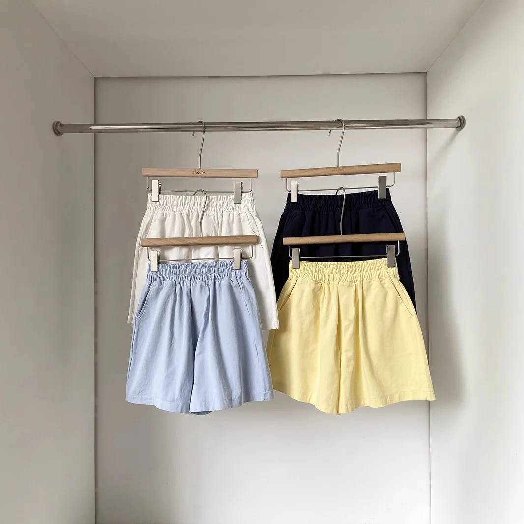 

100% pure cotton summer new casual versatile high-waisted casual cute shorts, thin and high wide-leg pants