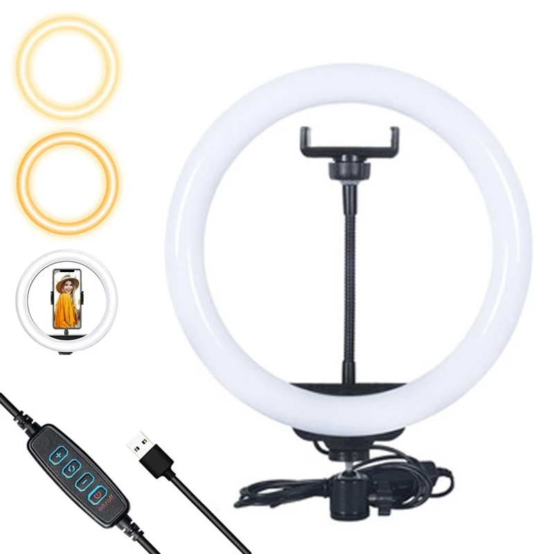 26cm LED Selfie Ring Lighting Photographic 12inch Led Lamp USB Remote Fill light for Tiktok Youtube Video Live with phone holder