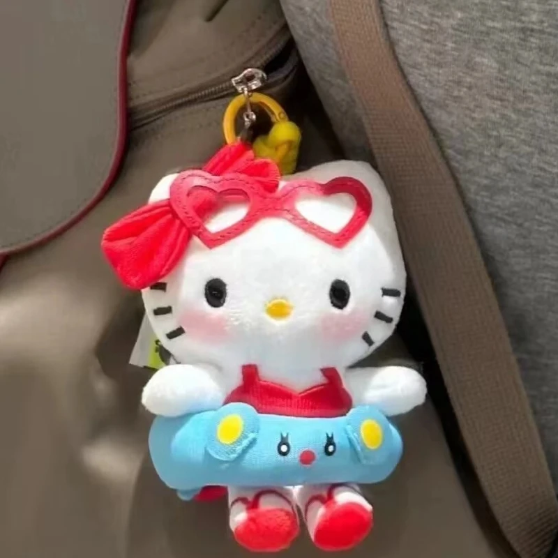 Simpatico gattino rosa peluche portachiavi cartone animato animale croce vestizione bambola zaino ciondolo decorazione auto ciondolo regalo di Natale