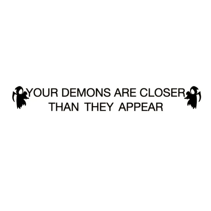 شياطينك أقرب من ملصقات السيارات المقاومة للماء لمرآة الرؤية الخلفية ونوافذ ديكور دراجة نارية ملصق فينيل متين