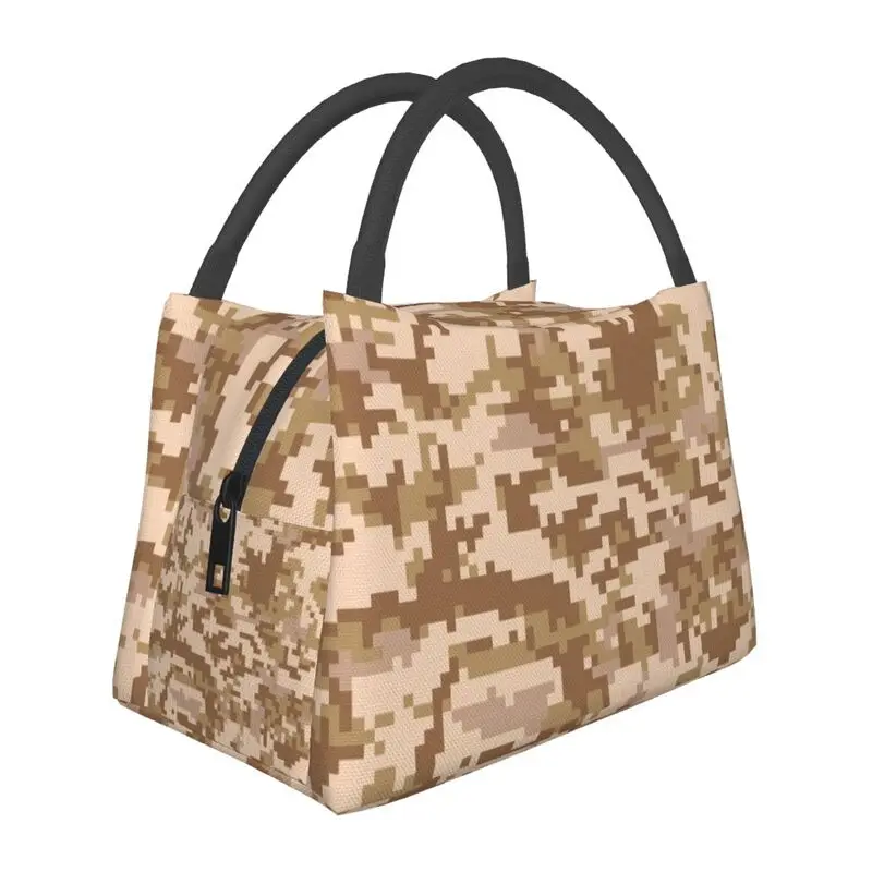 

Коричневая цифровая камуфляжная изолированная сумка для обеда для женщин, многоразовая тактическая камуфляжная термохолодильник, ланч-бокс для офиса, пикника, путешествий
