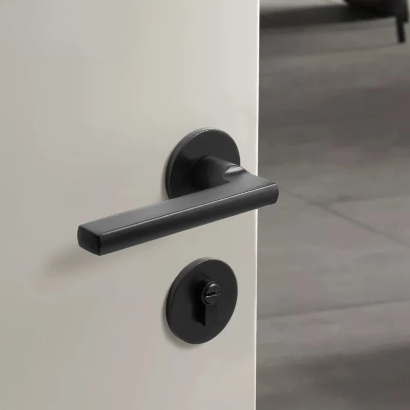 

Black Magnetic Silent Privacy Lock Split Door Handle for Bedroom Solid Wood Rustproof Heavy Duty Household Universal Knob