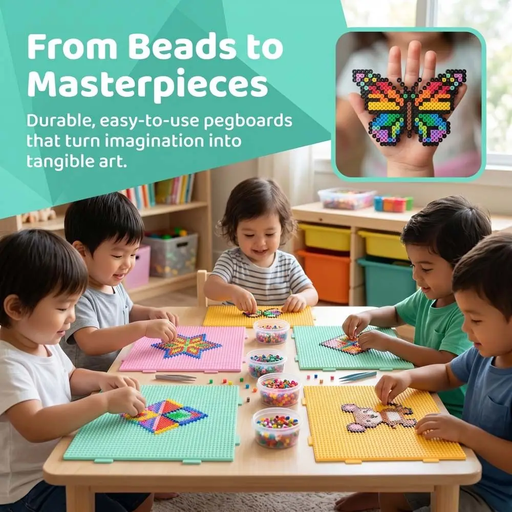 

2.6mm Beads Fuse Beads Pegboards Heat Resistant Lengthen Nails Perler Beads Boards Creative Reusable Melting Beads Boards