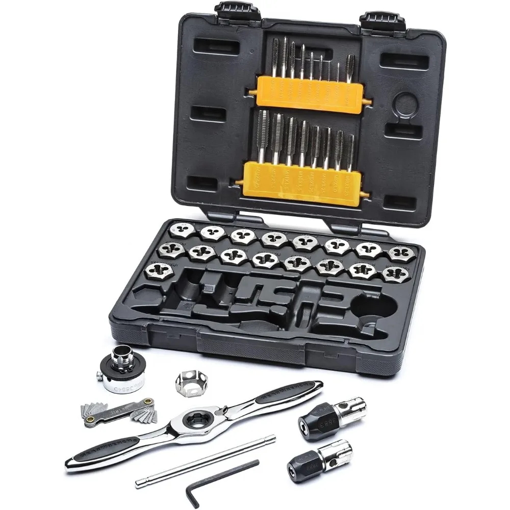 77 Piece SAE/Metric Ratcheting Tap and Die Set -3887