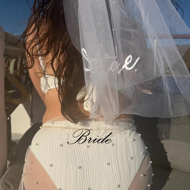 

Bride Maid of Honour Black White Pearls Sarong Bridal Cover Up Wedding Bachelorette Party Decorate Accessory Bridal Shower Gift
