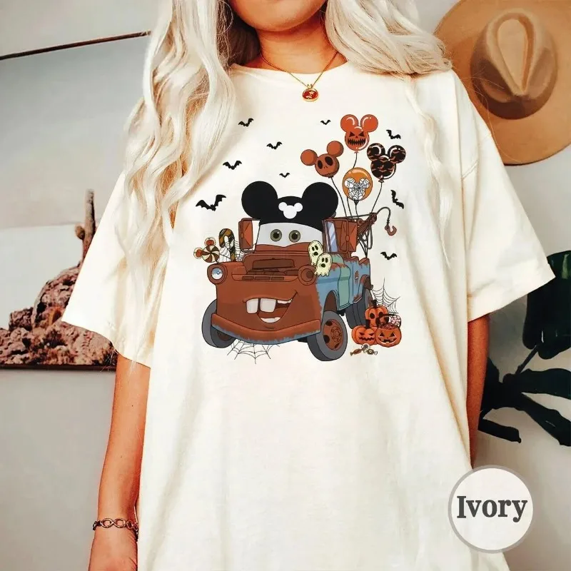 

Disney Pixar Drag Teeth Хэллоуин Женская модная футболка Летняя новая мужская и женская модная повседневная уличная одежда