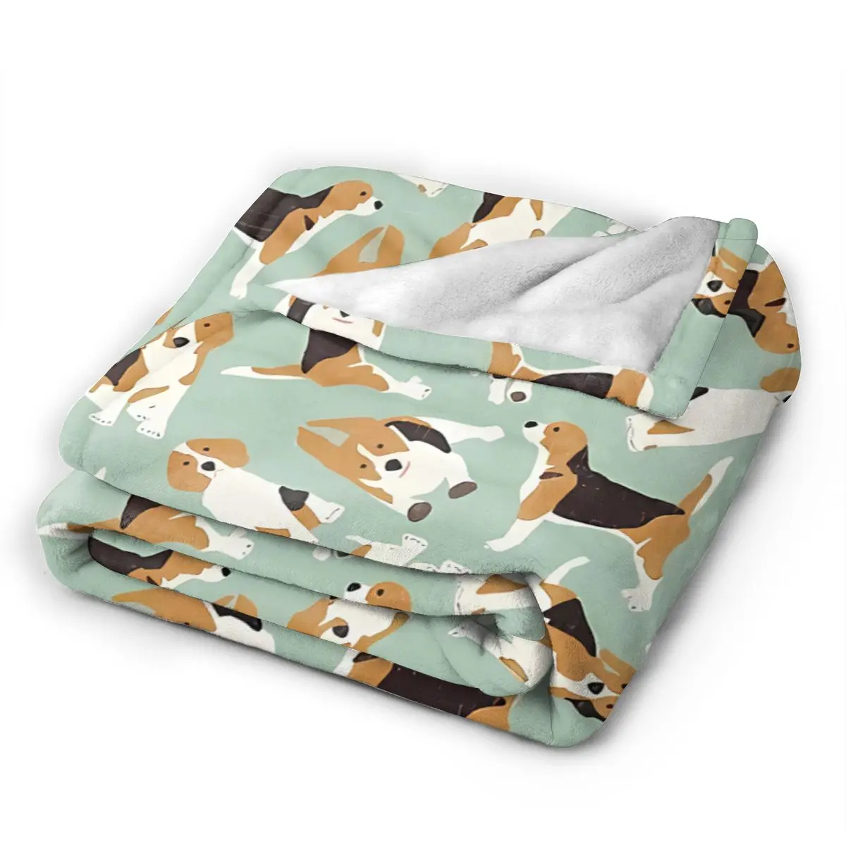 Beagle Scatter Mint Blanket Flange Textile Decor Portable Super Soft Throw Blankets for Home Office Plush Thin Quilt