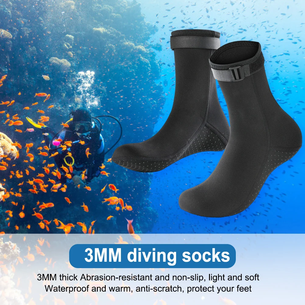 Calcetines de pesca submarina para snorkel, calcetín térmico Unisex cálido para invierno, antideslizante, de neopreno, portátil, ligero, para deportes acuáticos, 3mm