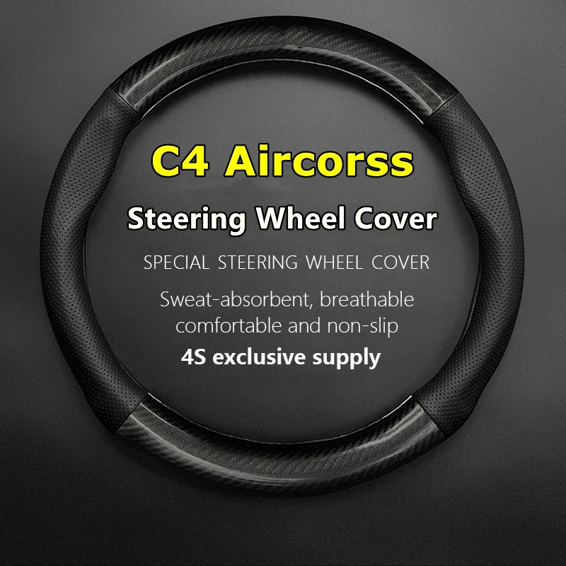 No Smell Thin For Citroen C4 Aircorss Steering Wheel Cover Genuine Leather Carbon Fit 230THP 350THP DCT Origine 2018 2019 2020