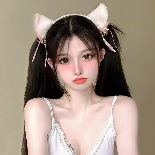 Imagen 2 del producto Diadema con orejas de gato de Color negro y rosa para mujer y niña, diadema con orejas de gatito de peluche con campanas, tocado de Aro para el pelo para fiesta de Pascua