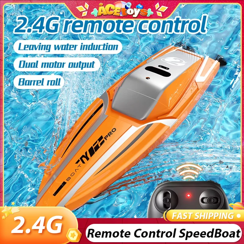 

2.4G Mini Remote Control SpeedBoat Waterproof Dual Motor Output Compact Sturdy Multiple Function Electric Boat Toy