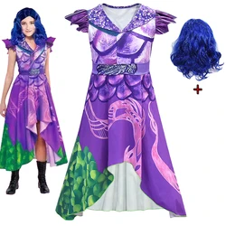 Kids D-Descendants 3 Costume for Girls Evie Mal Cosplay Costume Child Fantasia Halloween Clothes Wig Birthday Party Fancy Dress